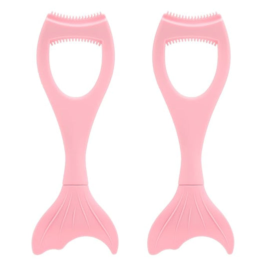 Tbestmax 2 in 1 Mascara Eyeliner Guard, Silicone Mascara Lash Shield Applicator, Eyelash Comb Pink 2 Pcs