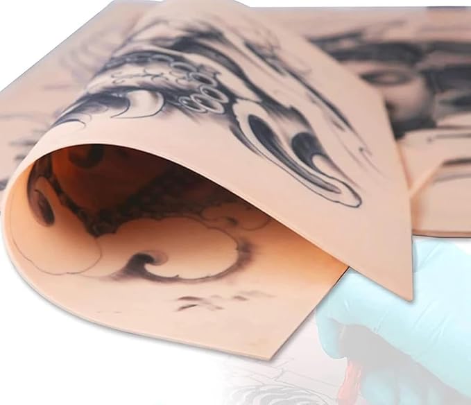Yuelong 10pcs Tattoo Skin Practice Double-Sided 1.3mm Fake Skin Tattoo 7.4"x5.6" Durable Silicone Tattoo Practice Skins for Realistic Eyebrow, Body Art Training & Practice Skin Supplies