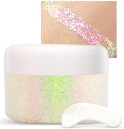 Body Glitter, Holographic Glitter Gel for Women Body Face Hair and Lip Makeup, Body Glitter Gel Cosmetic with Color Changing Under Light, Pink Body Glitter #2