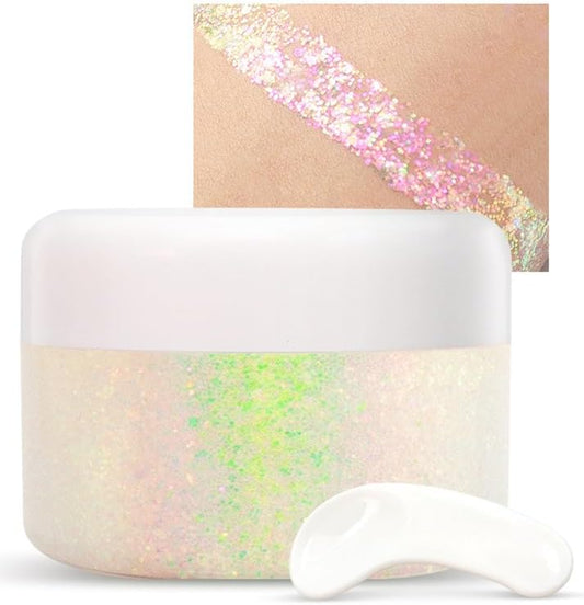 Body Glitter, Holographic Glitter Gel for Women Body Face Hair and Lip Makeup, Body Glitter Gel Cosmetic with Color Changing Under Light, Pink Body Glitter #2