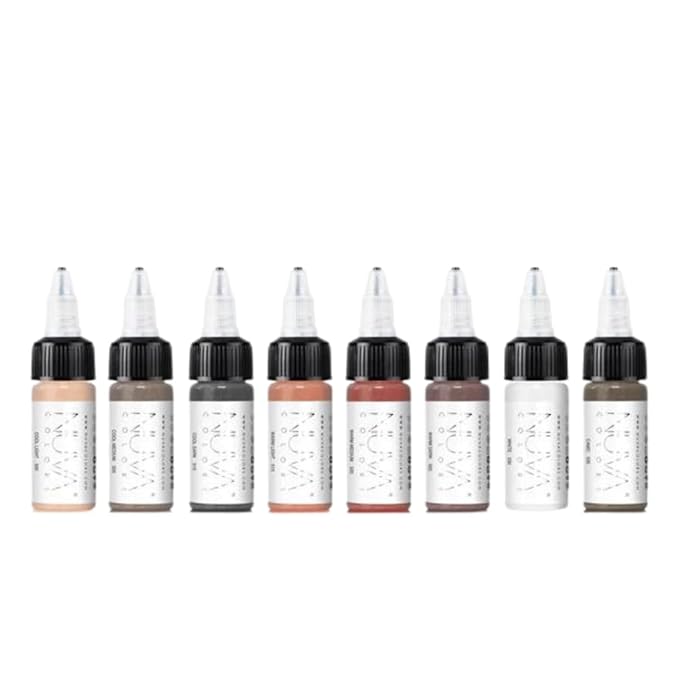 Nuva Pigments for PMU Scar Procedures, Customizable, Cool Undertone for Camouflage, Lightening & Color Adjustment, Vegan, Made in USA, Scar (8-Pack)
