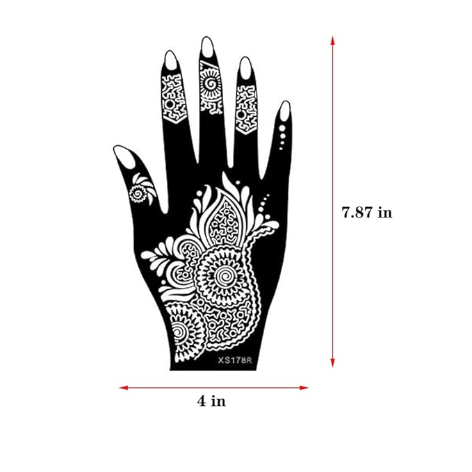 XMASIR 20 Sheets Henna Tattoo Kit Stencil for Hand, Temporary Airbrush Tattoo Stencils Arabian Tattoo Stickers Henna Templates for Body Paint Art (20Pcs-1)