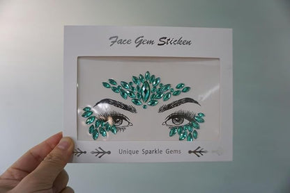 festival face gems Mermaid Face Jewels Stick On Rhinestone sticker Rave Accessories crystal body jewel tattoo stickers face gems for make up (aquamarine)