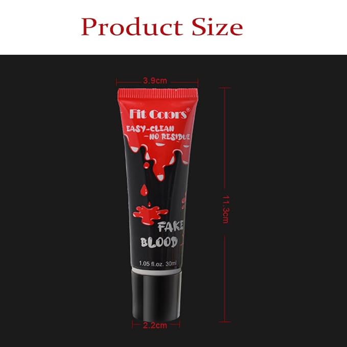 GL-Turelifes Halloween Fake Blood Paint Makeup, Coagulated Blood Scab Blood Gel, Special Effects Wound Modeling SFX Makeup for Zombie Vampire Monster Cosplay Mouth Clothes Dress Up 1.06oz (Black Red)
