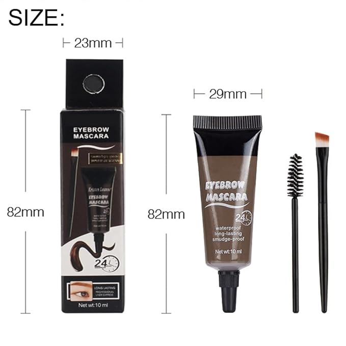 Tinted Thickening Eyebrow Mascara with Two Eyebrow Brushes,Brow Fast Sculpt,Waterproof,Transfer-proof,Eyebrow Tinting Kit- Cruelty Free - Light Medium Brown (1 Pack) (1Pc 03#Gray)