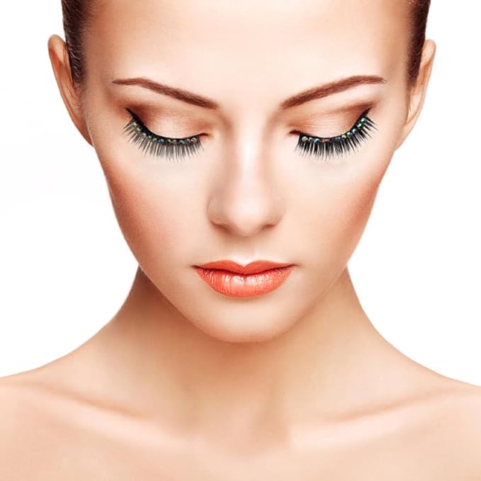 10 Pairs Diamond False Eyelashes Rhinestone Performance Eyelash Realistic Eyelash Women Eyelash Natural False Lashes Long Fake Lash Chemical Fiber Hard Stem Make up Cosmetic