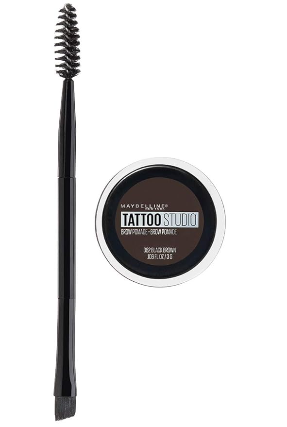 Maybelline TattooStudio Brow Pomade Long Lasting, Buildable, Eyebrow Makeup, Black Brown, 1 Count