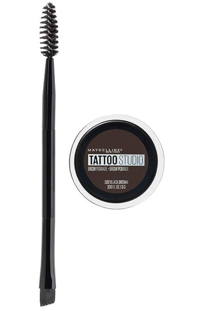 Maybelline TattooStudio Brow Pomade Long Lasting, Buildable, Eyebrow Makeup, Black Brown, 1 Count
