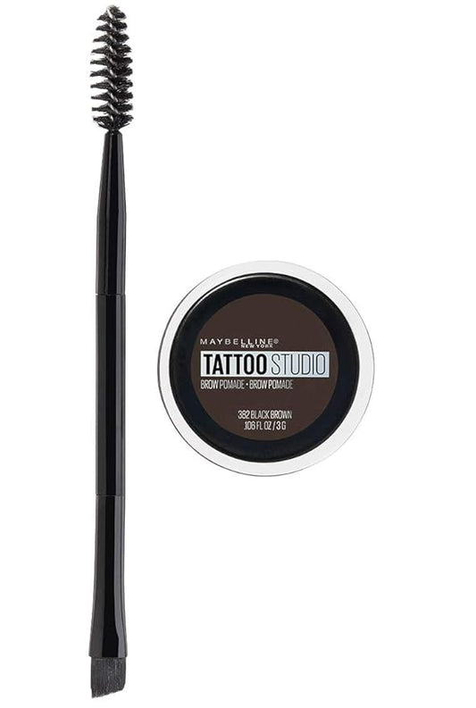 Maybelline TattooStudio Brow Pomade Long Lasting, Buildable, Eyebrow Makeup, Black Brown, 1 Count