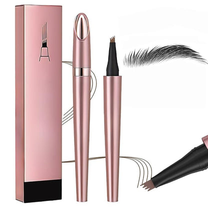 2025 Upgrade Microblading Eyebrow Pencil, 3D Waterproof 4-Tip Magic Eyebrow Pencil, Natural Makeup Long-Lasting Fine Stroke Magic, 4 Fork Tip 3D Microblading Waterproof (grey)