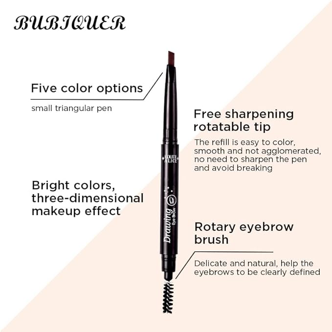 Eyebrow Pencil, Waterproof Eyebrow Makeup with Soft Spoolie Brush, Long Lasting UltraFine Triangle Shaped Pencil, Creates Perfect Natural Eyebrows (Gray)