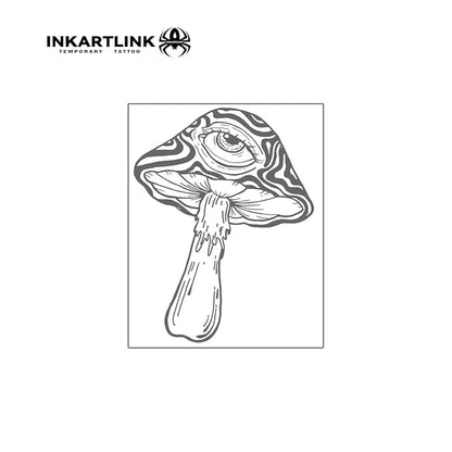 Semi Permanent Tattoo - Exquisite and Realistic Design for Men's Party - Fun Experience, Cruelty-Free, Non-Reflective (Hallucinogenic Mushrooms)