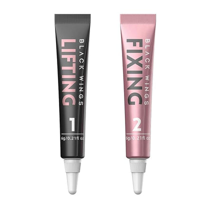 BLACKWINGS 2-in-1 Lash Lift Kit Brow Lamination Kit, High-capacity Lotion Tube Design Eyelash Perm Kit Perm & Setting Lotion for Salon or Home Use