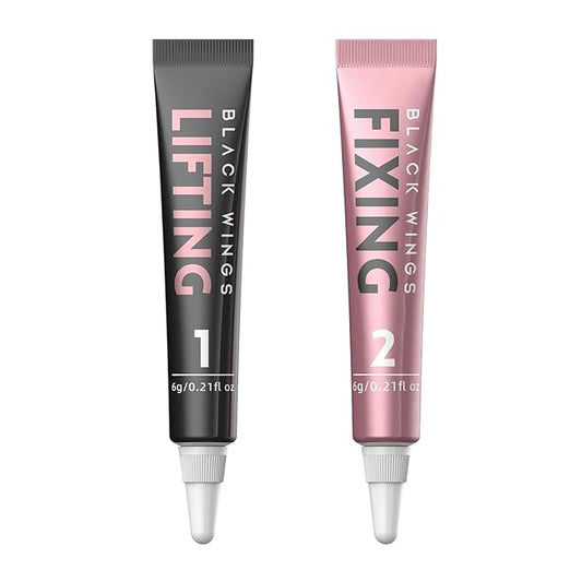 BLACKWINGS 2-in-1 Lash Lift Kit Brow Lamination Kit, High-capacity Lotion Tube Design Eyelash Perm Kit Perm & Setting Lotion for Salon or Home Use