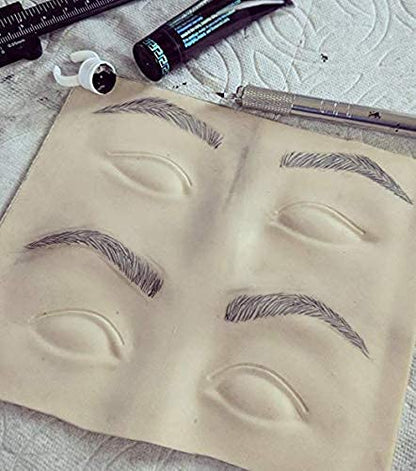 Bundle of Microblading Supplies 12 Piece Waterproof Eyebrow Pencil Set In 5 Colors and 10 Piece Tattoo Practice Skin For Eyebrows: Permanent Makeup Silicone Skin To Practice Brow Micro-Blading
