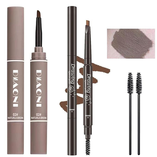 2 Different Eyebrow Cream,Eyebrow Pencil, with Eyebrow Brushes, Eye Makeup Long Lasting Waterproof and Smudgeproof Natural Looking Brows (Brown)
