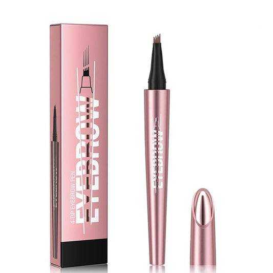 Magic Eyebrow Pencil Waterproof Microblading Eyebrow Pencil Contouring Pen, 4 Tip Microblade Eyebrow Pen Natural Brows Pen for Women (Dark Brown)