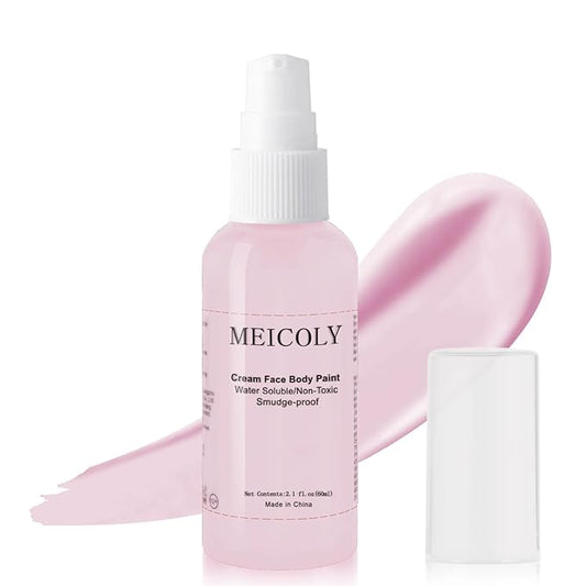 MEICOLY Pastel Pink Face Body Paint,2.1Oz Smudge-proof Face Paint,Water Based Washable Full Body Paint for Adults and Kids,Face Painting for Halloween SFX Special Effects Costume Cosplay Makeup