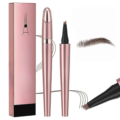 2025 Upgrade Microblading Eyebrow Pencil, 3D Waterproof 4-Tip Magic Eyebrow Pencil, Natural Makeup Long-Lasting Fine Stroke Magic, 4 Fork Tip 3D Microblading Waterproof (dark brown)