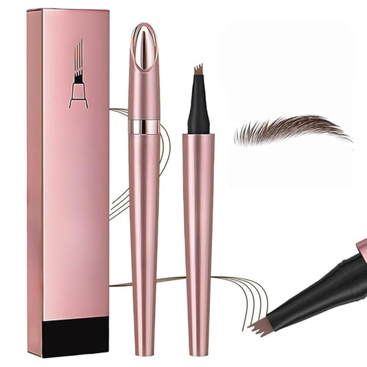 2025 Upgrade Microblading Eyebrow Pencil, 3D Waterproof 4-Tip Magic Eyebrow Pencil, Natural Makeup Long-Lasting Fine Stroke Magic, 4 Fork Tip 3D Microblading Waterproof (dark brown)