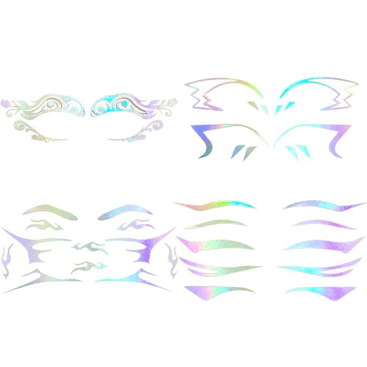 Uranian Holographic Eyeliner Stickers Temporary Self-adhesive Eyeshadow Sticker for Women Girls Spider Web Stars Eyelid Tape Wing Eye Makeup Stickers for Halloween Carnival Club Festival Party (Set 3)