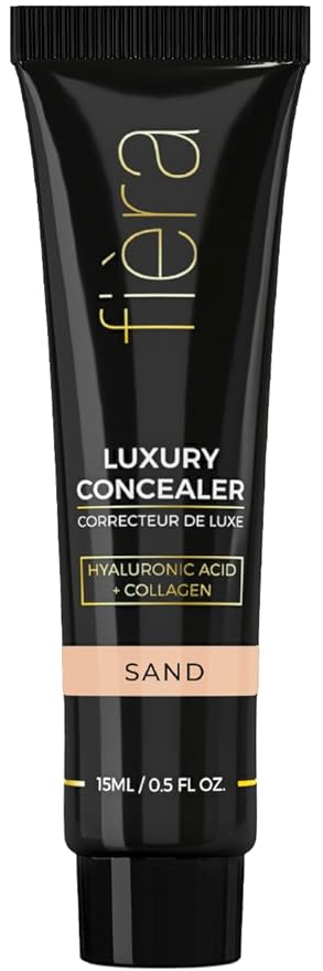 Fièra Luxury Concealer & Foundation with Anti-Aging Ingredients - Full Coverage for Dark Circles, Wrinkles, Fine Lines, and Spots, All-Day Wear For Mature Skin - Sand, 0.5 FL. OZ. / 15 ML