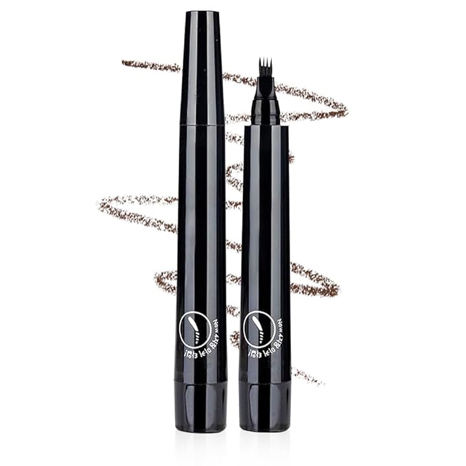 New Magic Eyebrow Pencil, 3D Waterproof Microblading Eyebrow Pencil Contouring Pen, 4 Tipped Precise Brow Pen, Fine Stroke Microblading Eyebrow Pencil Creates Natural Makeup Effect (Natural Black)