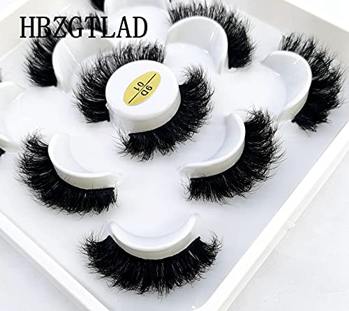 HBZGTLAD new 5 Pairs 25 mm 3d Mink Lashes Bulk Faux with Custom Natural Mink Lashes Pack Short Wholesales Natural False Eyelashes (9D-01)