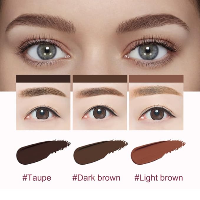 4D Hair Stroke Brow Stamp Brush & Eyebrow Cream Makeup Brush Set (Taupe)