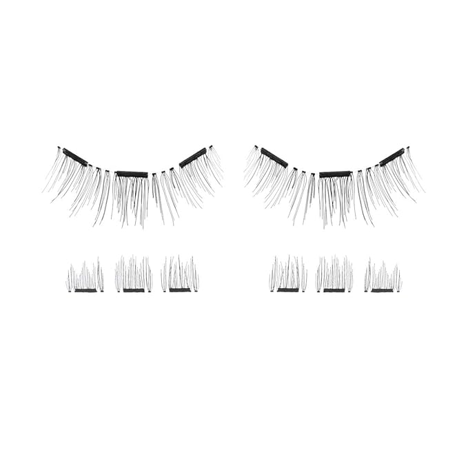 Lash'd Up Magnetic Eyelashes Without Eyeliner 3 Magnets (Can also be worn as Dual Magnets) Full Eye Snap-on Set Soft Faux Silk Vegan (Very Natural)