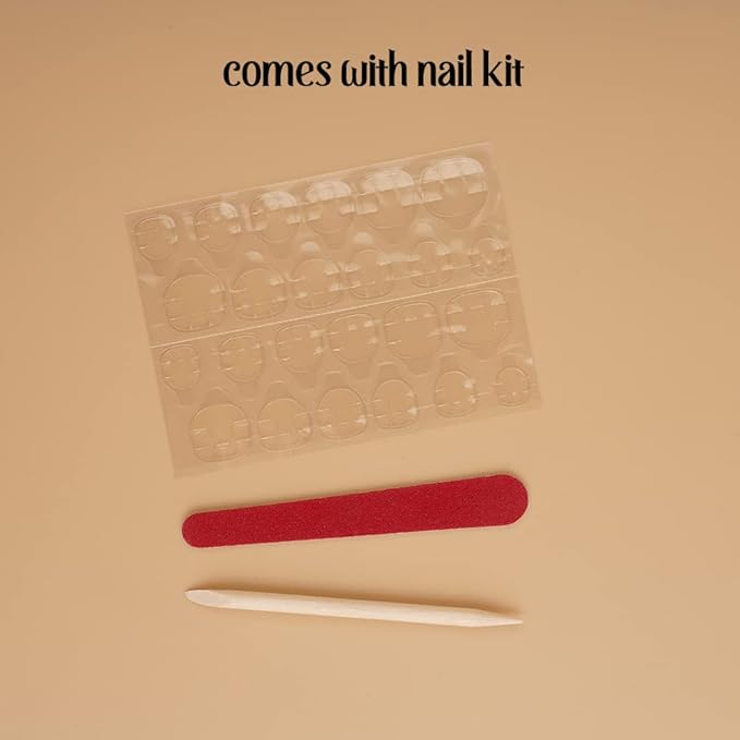 Xerling Silver Glitter Press on Nails with Bow Coffin Fake Nails Full Cover Transparent False Nails Bling Stick on Nails 24Pcs