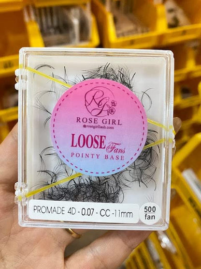 Loose Promade Fans - Natural Look Handmade Volume Eyelashes From 3D To 16D - C CC D DD Curl - False Lashes Extensions - Thickness 0.03~0.1 mm - 8~20 mm Length(4D-0.07-CC (14mm))