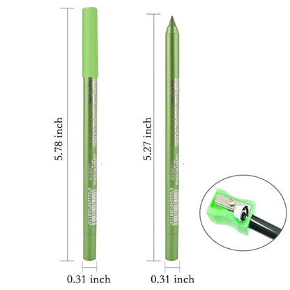 evpct Green Glitter Eyeliner Pencil for Eyes, Apple Avocado Green Metallic Shimmer Eye Liner Pencil Makeup Waterproof Smudge Proof, Colored Gel Waterline Eyeliner Face Eye Paint Stick Halloween Makeup