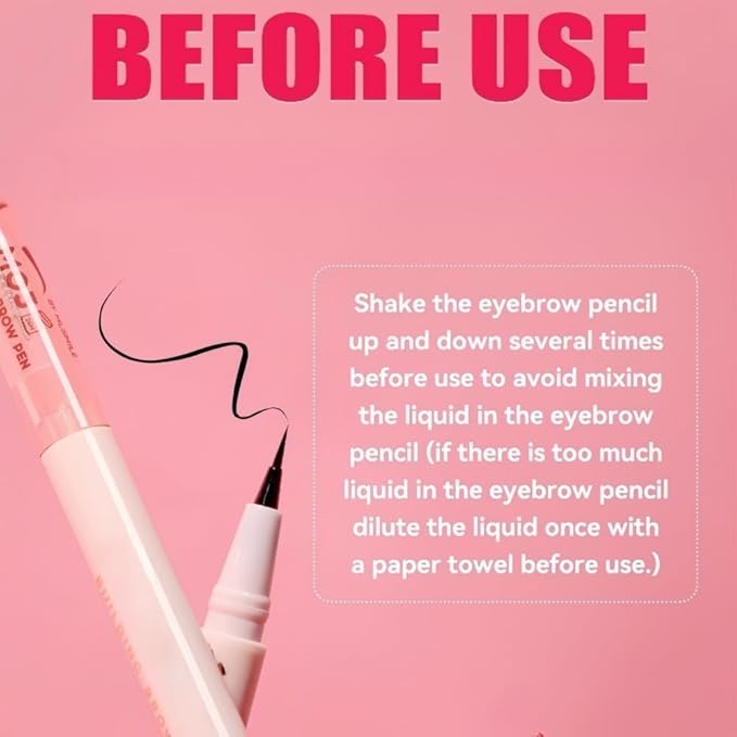 Waterproof Eyebrow Pencil with Fine Tip, 2-in-1 Brow Pen and Sealing Brow Gel, Smudge-Proof, Lightweight and Non-clumping, Eyeliner, Hairline Pencil (Dark Brown)