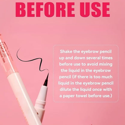 Waterproof Eyebrow Pencil with Fine Tip, 2-in-1 Brow Pen and Sealing Brow Gel, Smudge-Proof, Lightweight and Non-clumping, Eyeliner, Hairline Pencil (Dark Brown)