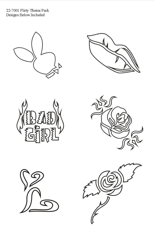 BADGER Totally Tattoo Body Art Stencils Flirty Theme Pack