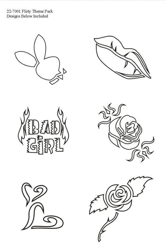 BADGER Totally Tattoo Body Art Stencils Flirty Theme Pack