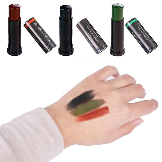 3 Colors Camo Face Paint Eye Black Stick Anti-Sun Portable Camouflage Suit Waterproof Easy Removal Equipment Outdoor Camping Supplies Bulk Baseball/Softball/Football Sport Hunting