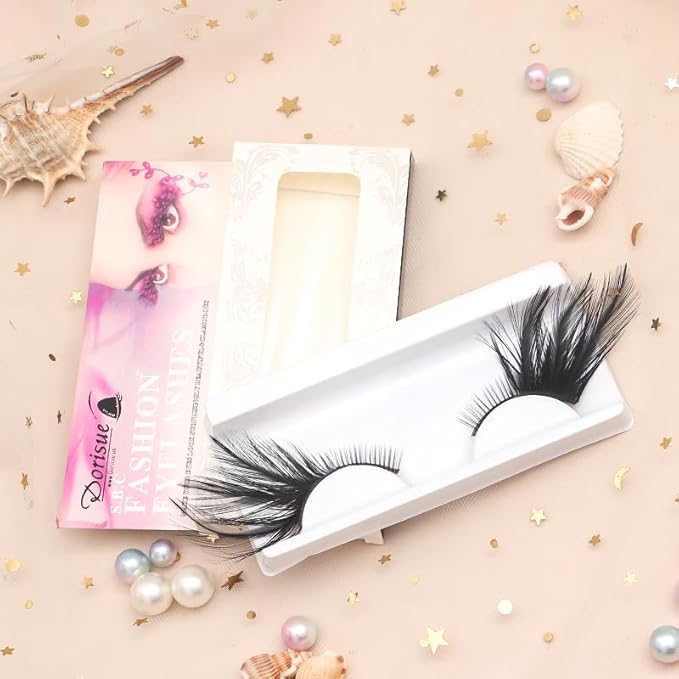 halloween Feather Eyelashes witch makeup Cat eyes Black tail Lashes extension wedding Show Halloween Cosplay Wedding false lashes drama theatre model Hand-made Luxury Fashion Fake Lashes