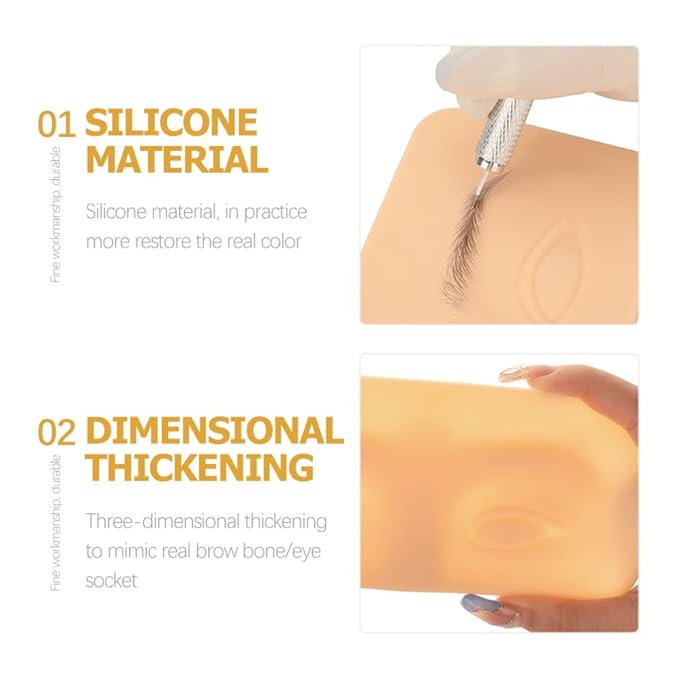 Silicone Eyebrow Tattoo Practice Skin 2Pcs Microblading Fake Makeup Skin Sheets Eyebrow Model Eyeliner Tattoos Latex Skin for Beginners