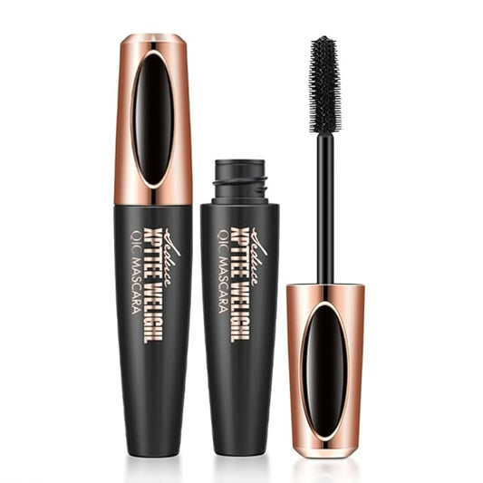 2 Pack 4D Silk Fiber Lash Mascara, Waterproof Smudge-proof Long Lasting Black Mascara, Lengthening Thickening Curling Natural Eyelash Primer with Silicone Brush Head