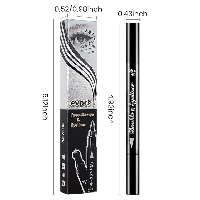 evpct 1Pcs Black Colored Winged Eyeliners Stamp, Black Flowers Face Stamps Makeup Eyeliner Eye Stamp Liners Tool Set Kit for Women Waterproof, Wing Eyeliner Stamp Figures Tool Wingliner Shapes, 03#