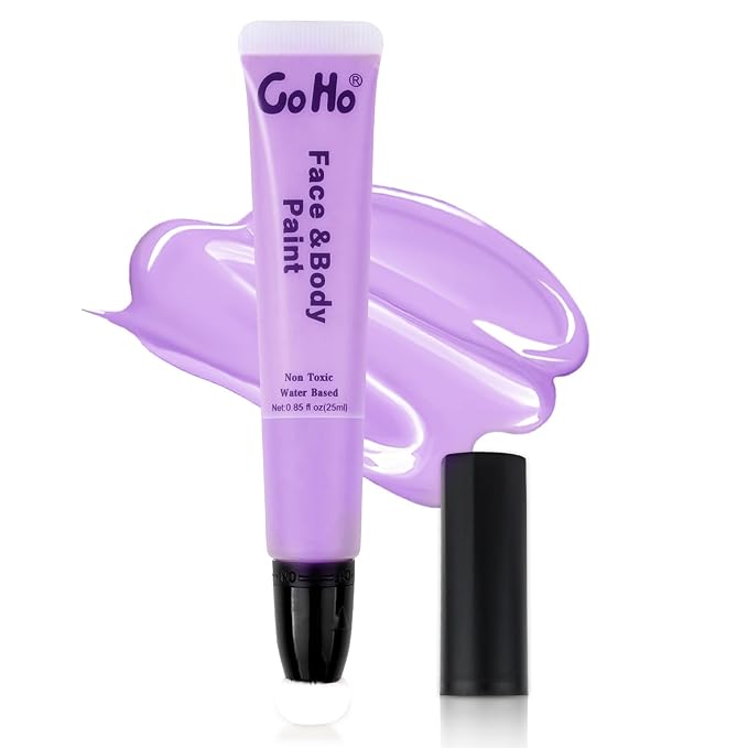 Go Ho Pastel Purple Face Paint Stick,Water Based Cream Light Purple Body Paint Washable,Highly Pigmented,Smooth and Safe for Skin,Halloween Cosplay SFX Ursula Makeup