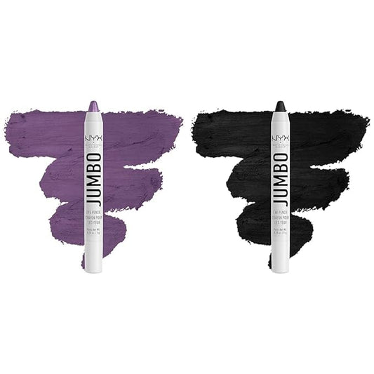 NYX PROFESSIONAL MAKEUP Jumbo Eye Pencil Blendable Eyeshadow Stick & Eyeliner Pencil Bundle - Eggplant (Violet) and Black Bean
