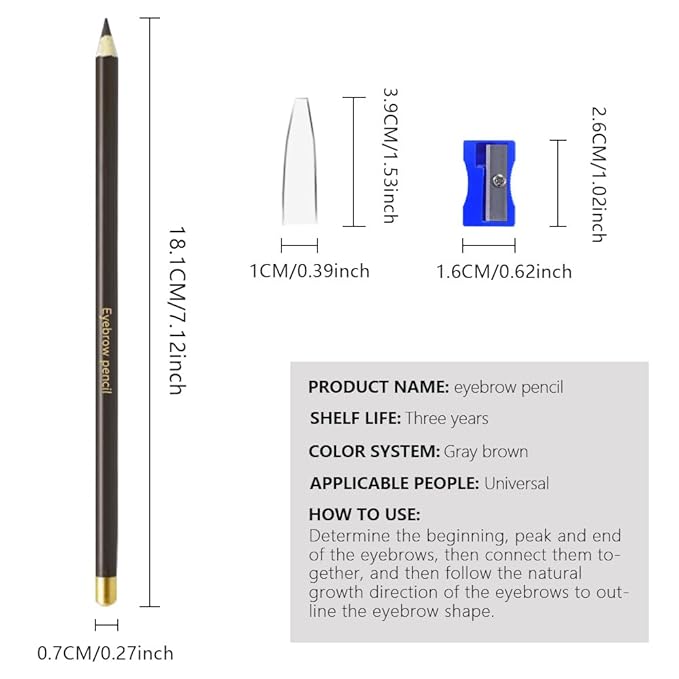 6Pcs Gray Brown Eyebrow Pencils for Women,Wooden Hard-Core Eyebrow Eyeliner Pencil,Sharpener Included,Long Lasting Waterproof Sweat-proof Create a Natural Eye Brow Makeup,Beginner Brow Pencil,Vegan