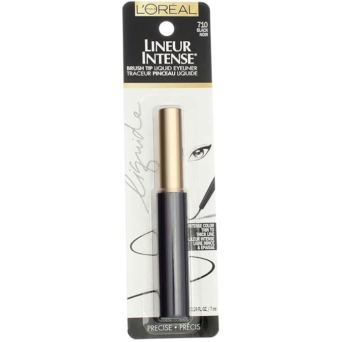 L'Oreal Paris Lineur Intense Brush Tip Liquid Eyeliner, 710 Black (Pack of 2)
