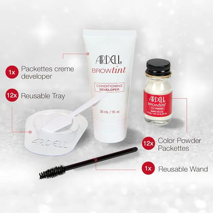 Ardell Brow Tint Kit Dark Brown - Semi-Permanent Eyebrow Dye, Long-Lasting Brow Color with Natural Extracts, Complete Eyebrow Tint Set, 1 Pack