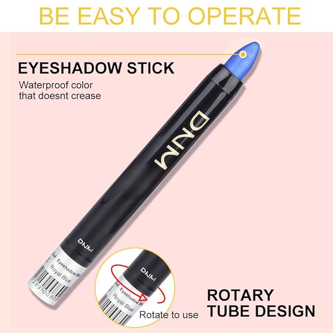 Kaely 8Pcs Cream Eyeshadow Stick Set for Older Women, Pearl White Black Gray Khaki Royal Blue Vioiet Purple Silver, Matte Shimmer Eyeliner Pencil Eye Shadow Sticks Palette Makeup, sombras para ojos