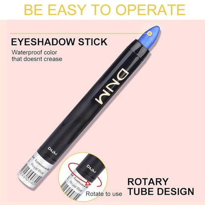 Kaely 8Pcs Cream Eyeshadow Stick Set for Older Women, Pearl White Black Gray Khaki Royal Blue Vioiet Purple Silver, Matte Shimmer Eyeliner Pencil Eye Shadow Sticks Palette Makeup, sombras para ojos