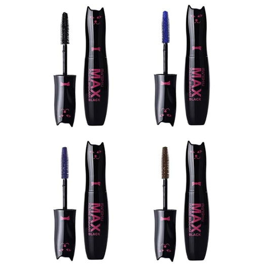 LAMUSELAND Volume Curling Mascara, 4 Colors Waterproof Smudge-proof Thickening Lengthening Liquid Lash Extensions, Natural Long-Lasting Eye Makeup Tool Set for Women Girls (Navy Blue)